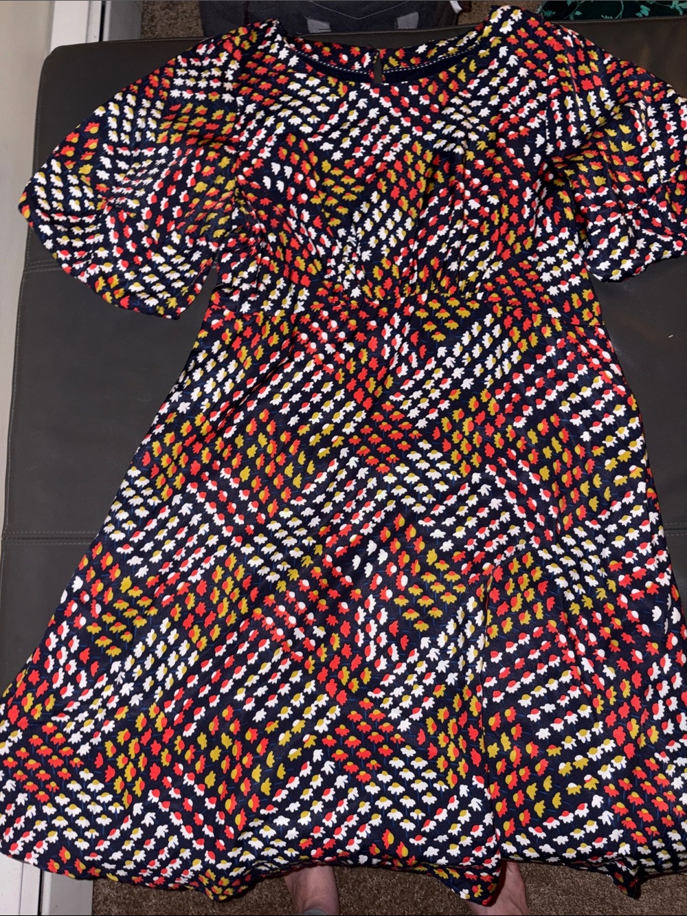 Maeve Navy Multicolor Flowered Dress -  Twirl Dress